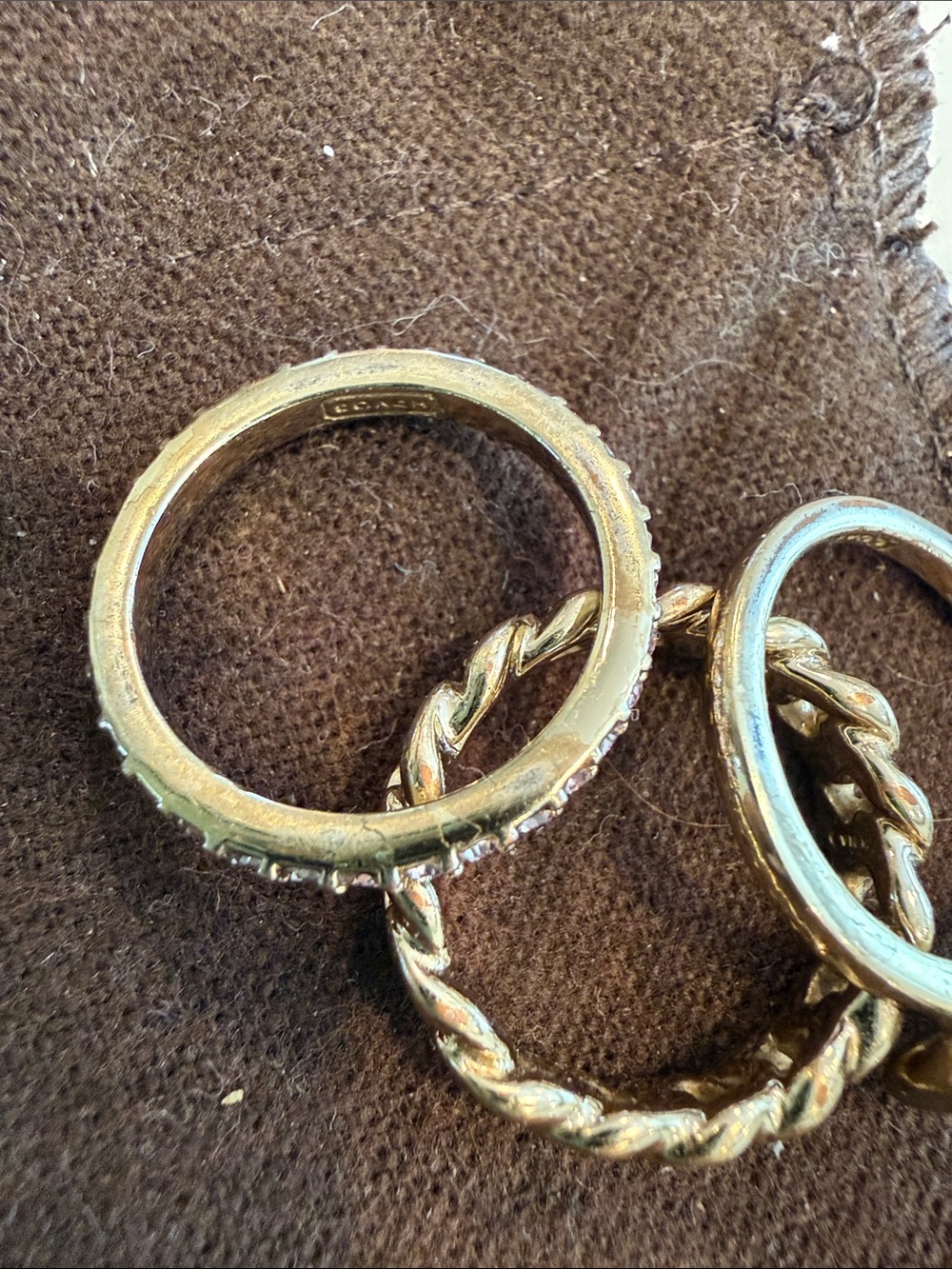 COACH Gold-Tone Stackable Ring Set with Purple Stone - Picture 2 of 5